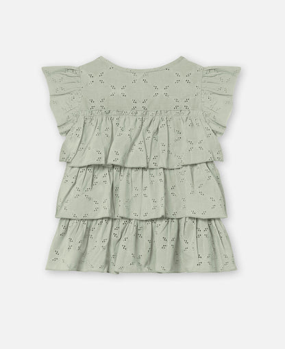 FLIINK HARPER TOP BLOUSE AQUA GRAY