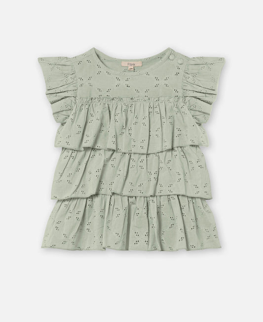 FLIINK HARPER TOP BLOUSE AQUA GRAY