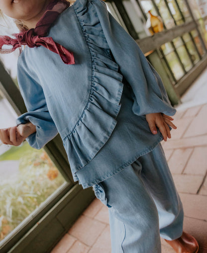 FLIINK HELENE LS BLOUSE BLOUSE MEDIUM DENIM BLUE