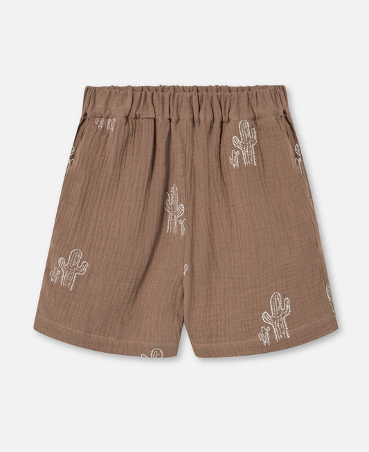 FLIINK HELLO SHORTS SHORTS PINE BARK CACTUS AOP