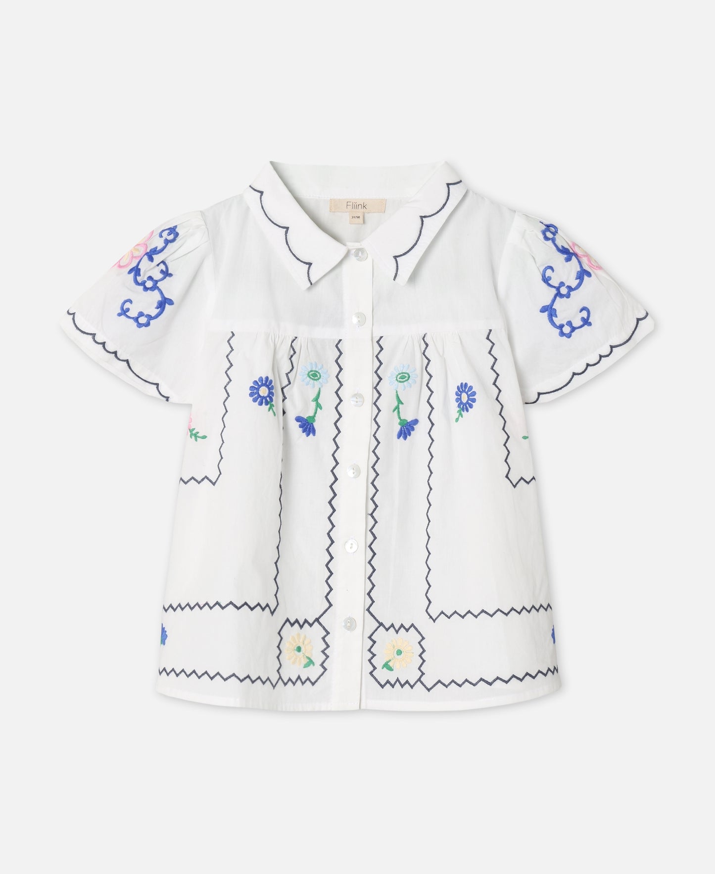 FLIINK HIRSE SS BLOUSE BLOUSE CLOUD DANCER