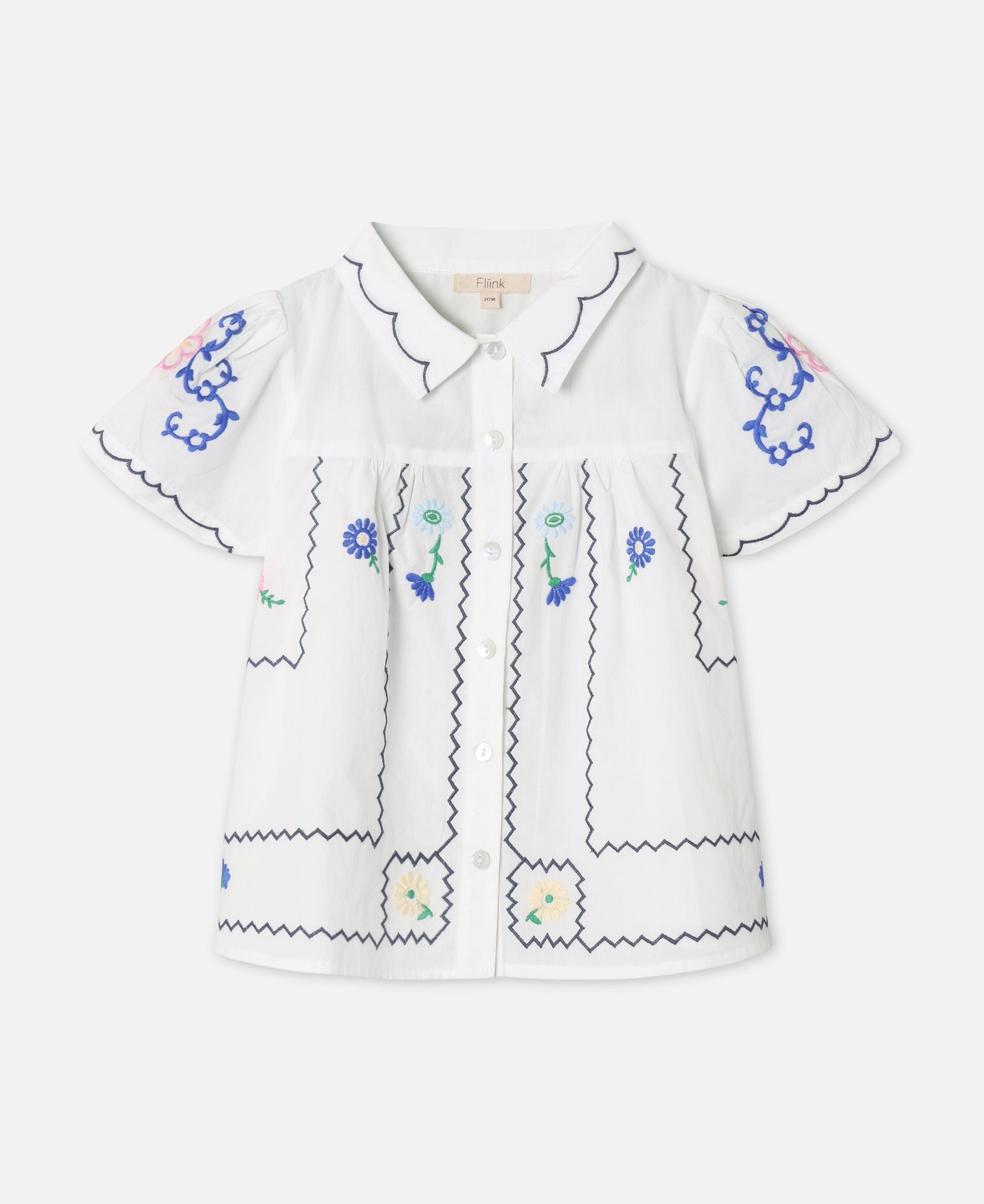 FLIINK HIRSE SS BLOUSE BLOUSE CLOUD DANCER