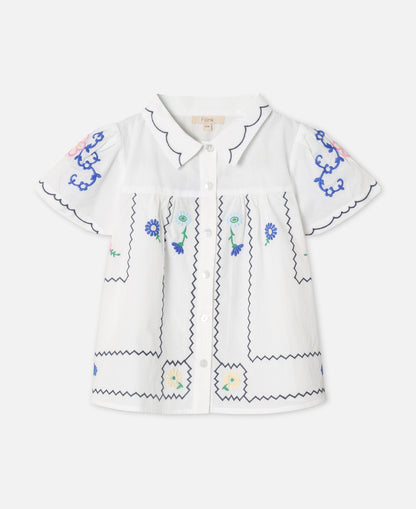 FLIINK HIRSE SS BLOUSE BLOUSE CLOUD DANCER