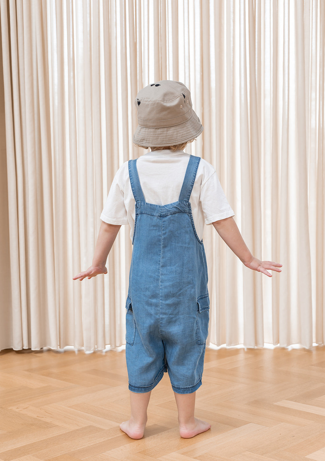 FLIINK HI SHORT OVERALL OVERALL LIGHT DENIM BLUE