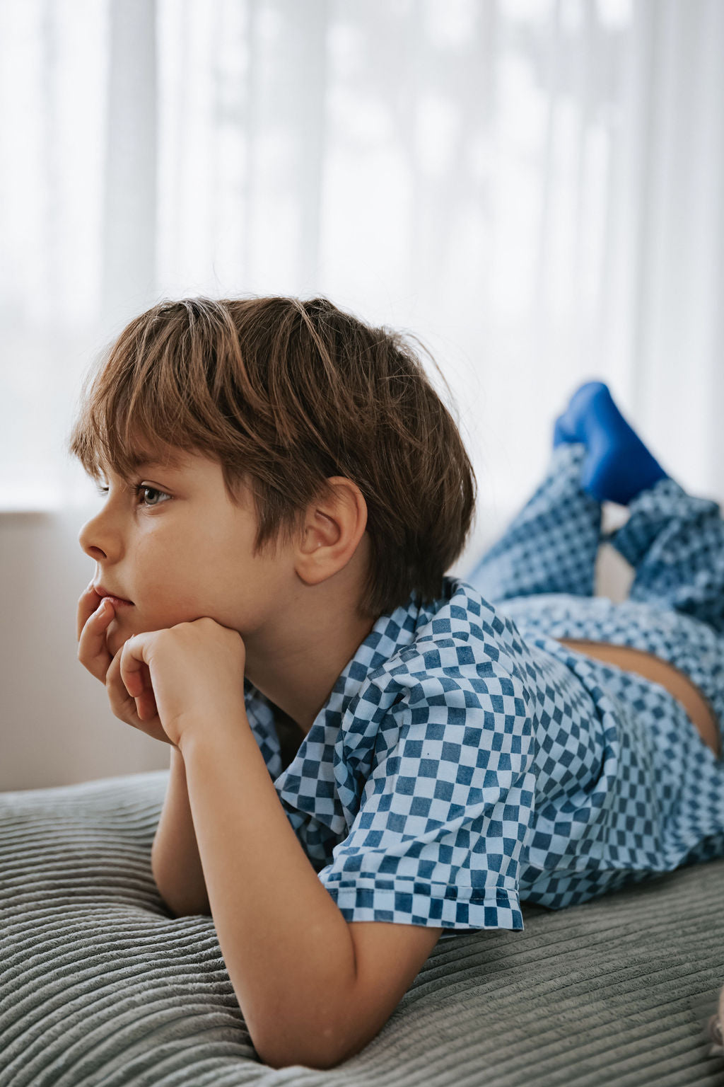 FLIINK HURLUM CHECK SHIRT SHIRT LITTLE BOY BLUE