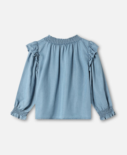 FLIINK HURLUM LS BLOUSE BLOUSE LIGHT DENIM BLUE