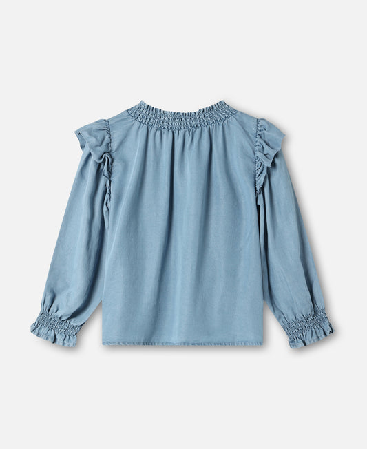 FLIINK HURLUM LS BLOUSE BLOUSE LIGHT DENIM BLUE