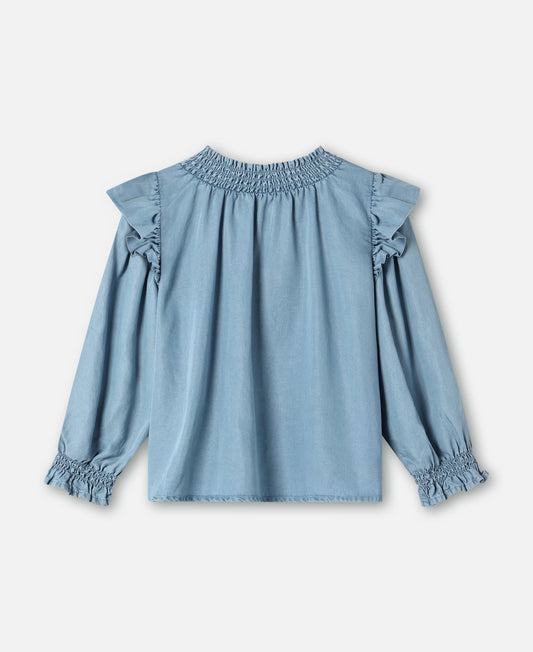 FLIINK HURLUM LS BLOUSE BLOUSE LIGHT DENIM BLUE