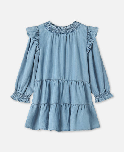 FLIINK HURLUM LS DRESS DRESS LIGHT DENIM BLUE