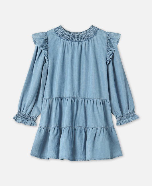 FLIINK HURLUM LS DRESS DRESS LIGHT DENIM BLUE