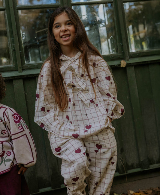 FLIINK ILOVE BLOUSE BLOUSE SANDSHELL HEART AOP