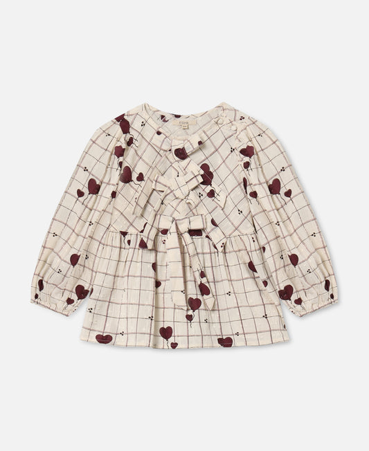 FLIINK ILOVE BLOUSE BLOUSE SANDSHELL HEART AOP