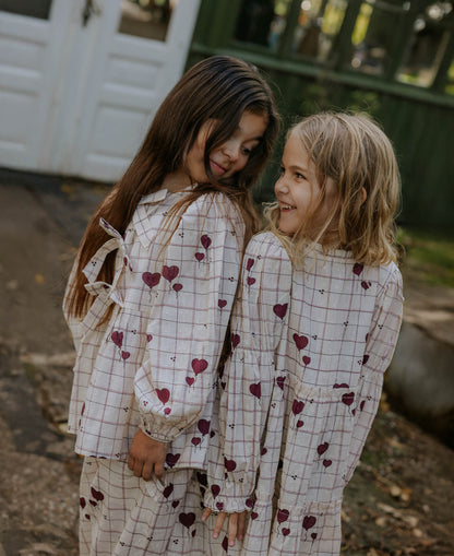 FLIINK ILOVE DRESS DRESS SANDSHELL HEART AOP