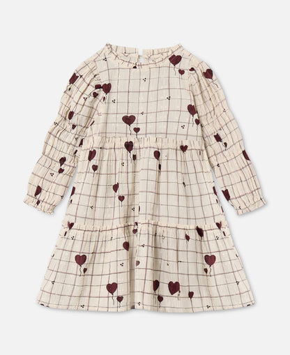 FLIINK ILOVE DRESS DRESS SANDSHELL HEART AOP