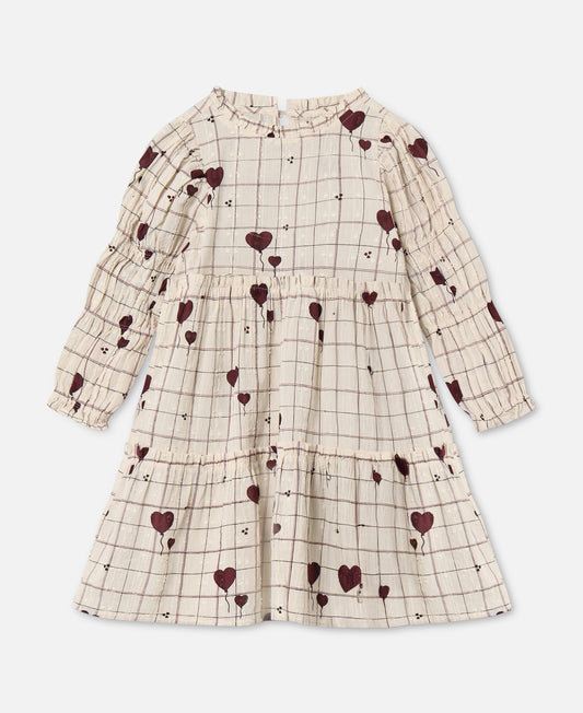 FLIINK ILOVE DRESS DRESS SANDSHELL HEART AOP