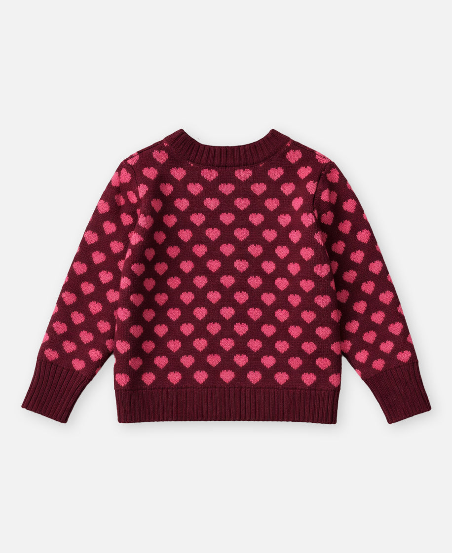 FLIINK JANIE CASHMERE HEART PULLOVER PULLOVER BURGUNDY / RED BUD