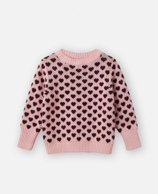 FLIINK JANIE CASHMERE HEART PULLOVER PULLOVER SMOKE ROSE / BURGENDY