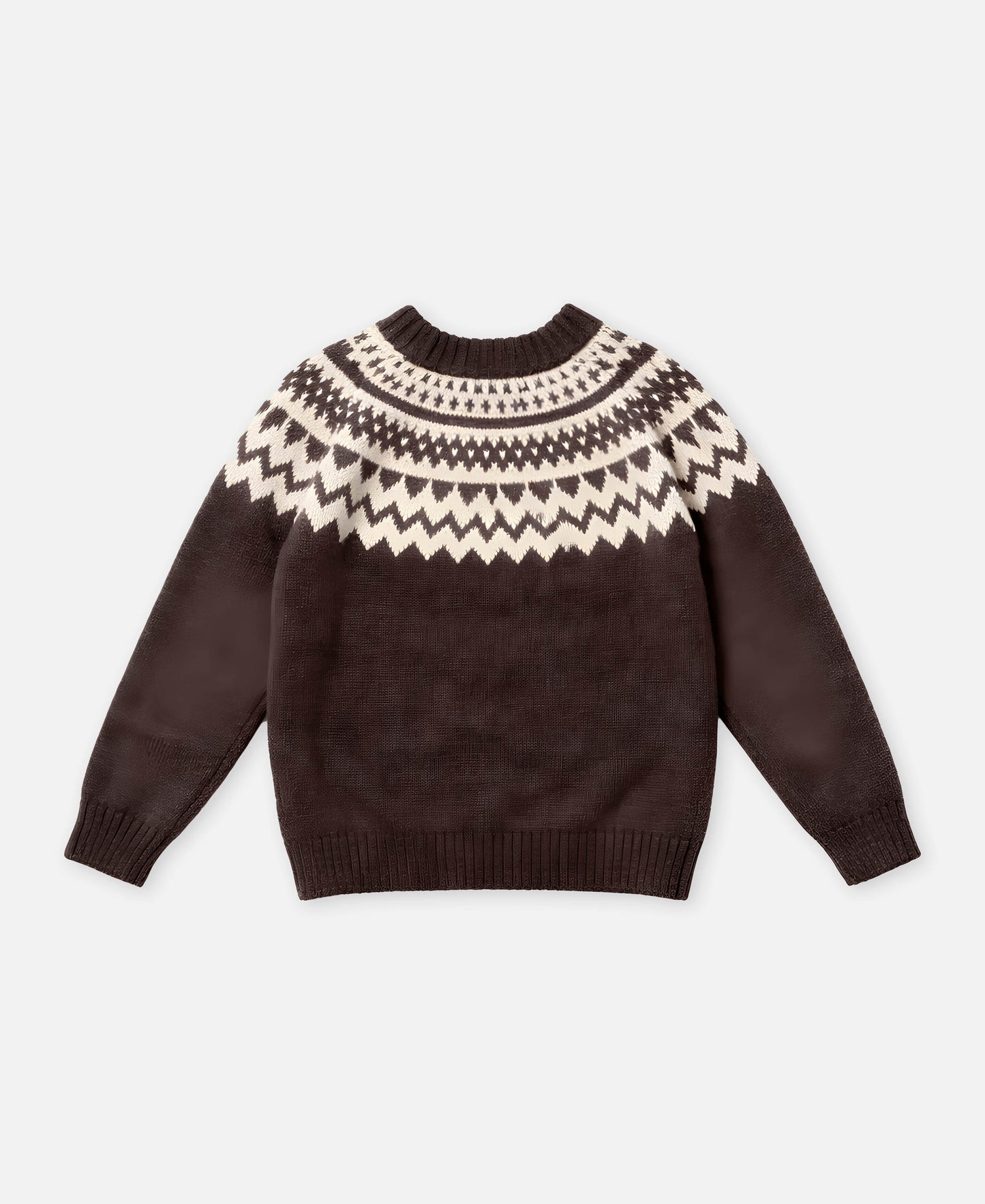 FLIINK JANIE CASHMERE NORDIC PULLOVER PULLOVER COFFEE BEAN / SANDSHELL