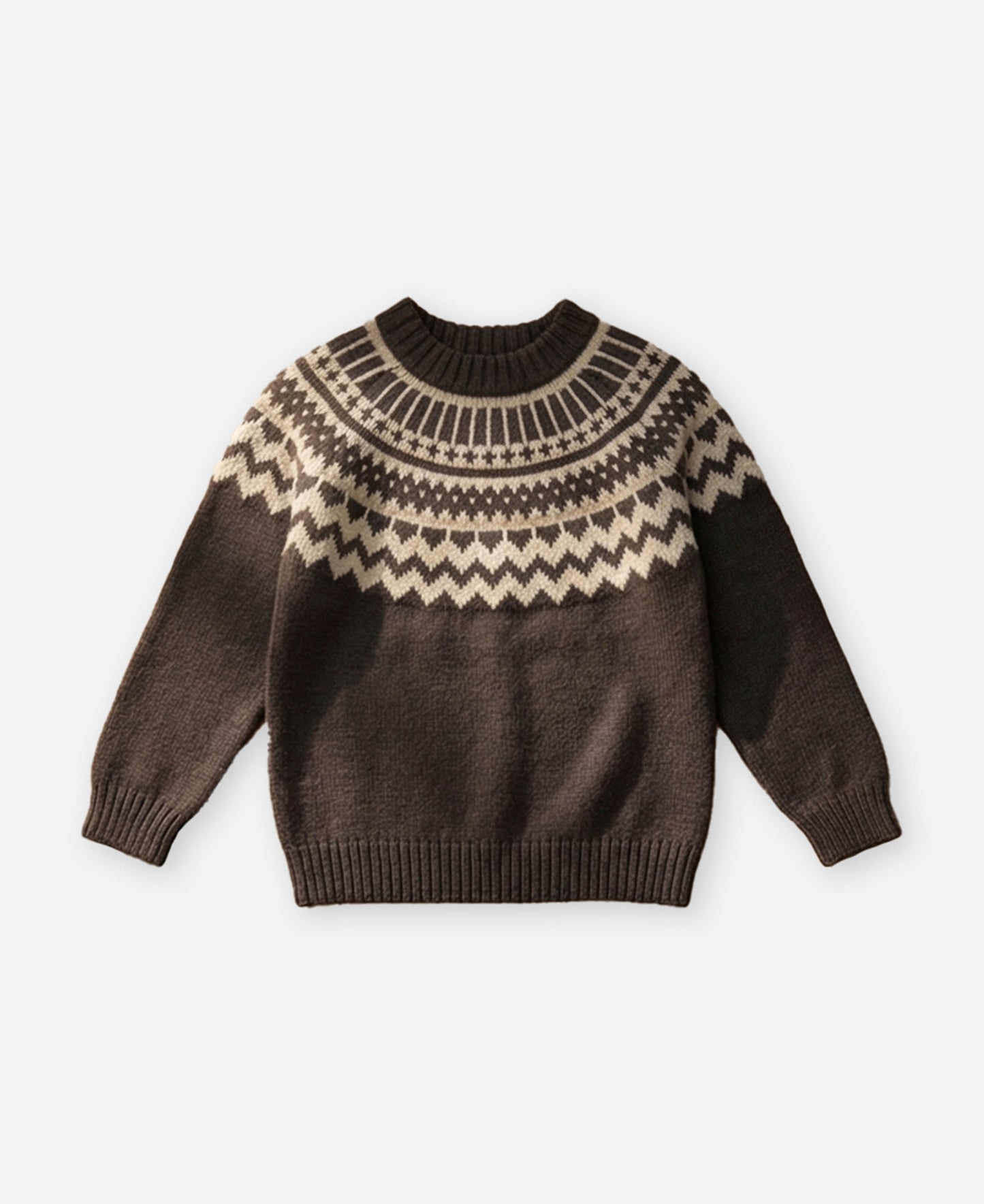 FLIINK JANIE CASHMERE NORDIC PULLOVER PULLOVER COFFEE BEAN / SANDSHELL