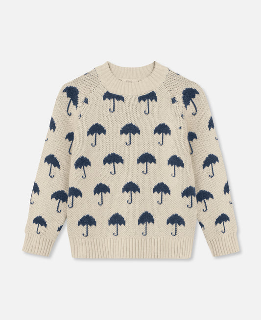 FLIINK JANIE CASHMERE UMBRELLA PULLOVER PULLOVER SANDSHELL / INSIGNIA BLUE