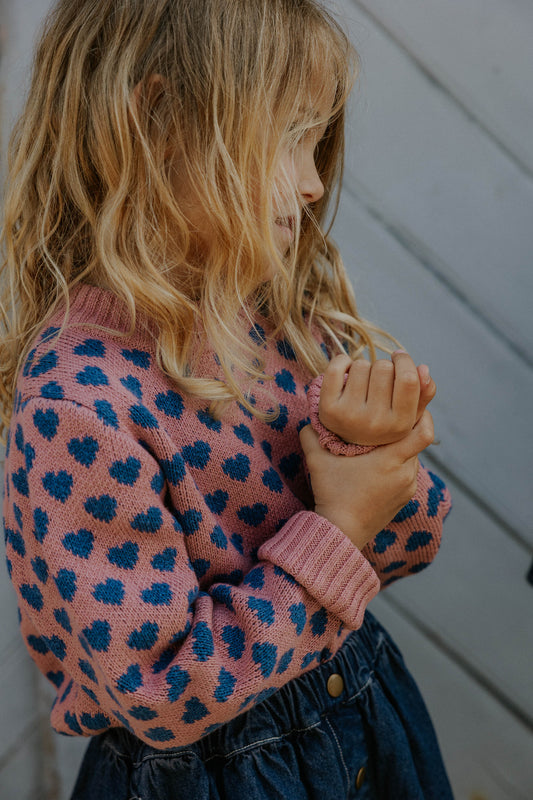FLIINK JANIE HEART PULLOVER PULLOVER ASH ROSE