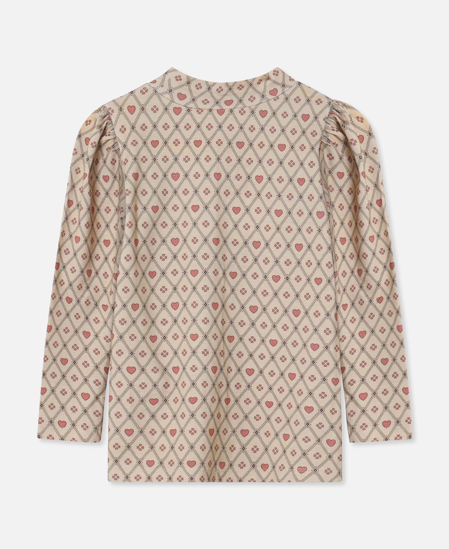 FLIINK KELLY HEART LS PUFF BLOUSE BLOUSE SANDSHELL HEART AOP