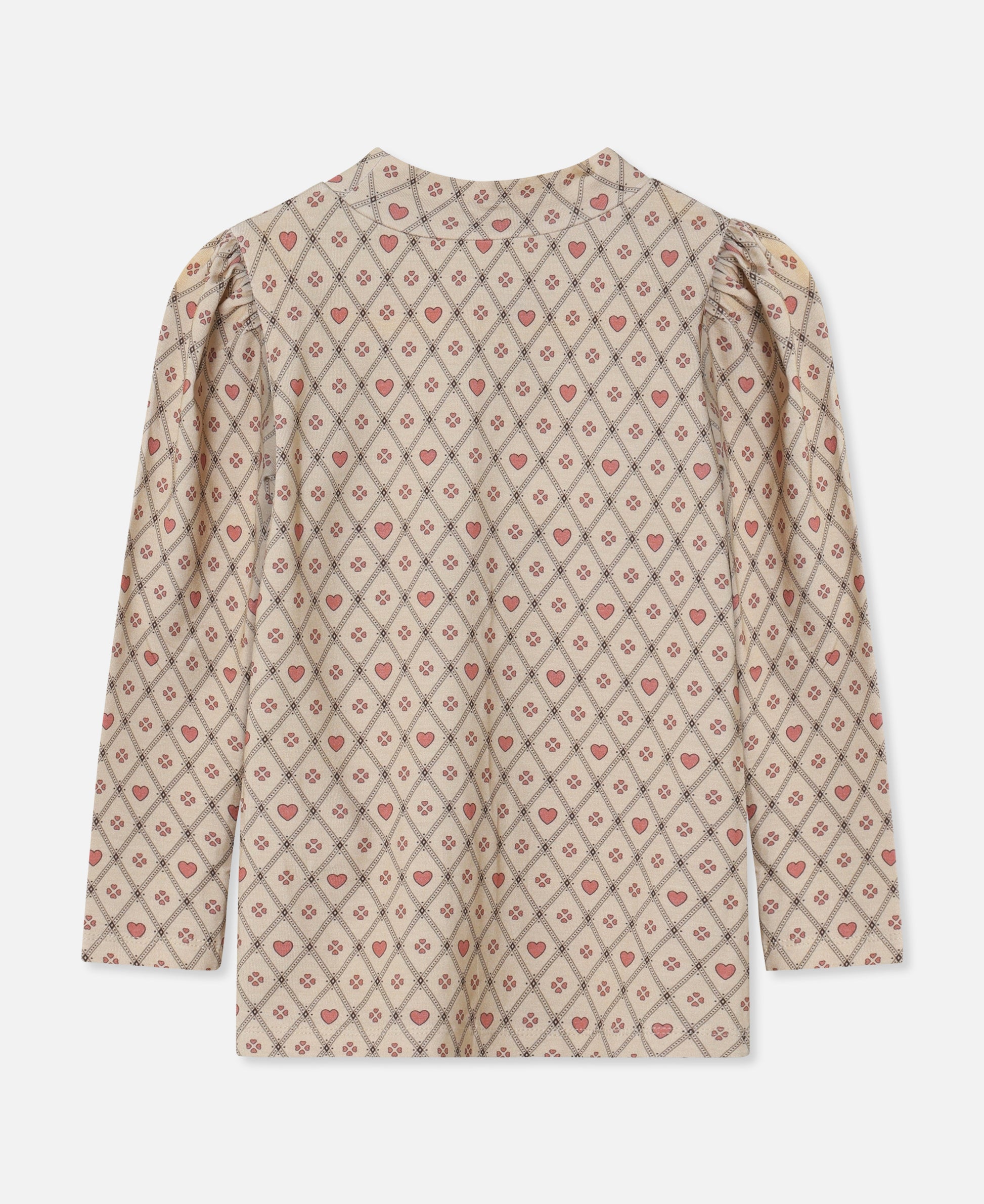 FLIINK KELLY HEART LS PUFF BLOUSE BLOUSE SANDSHELL HEART AOP