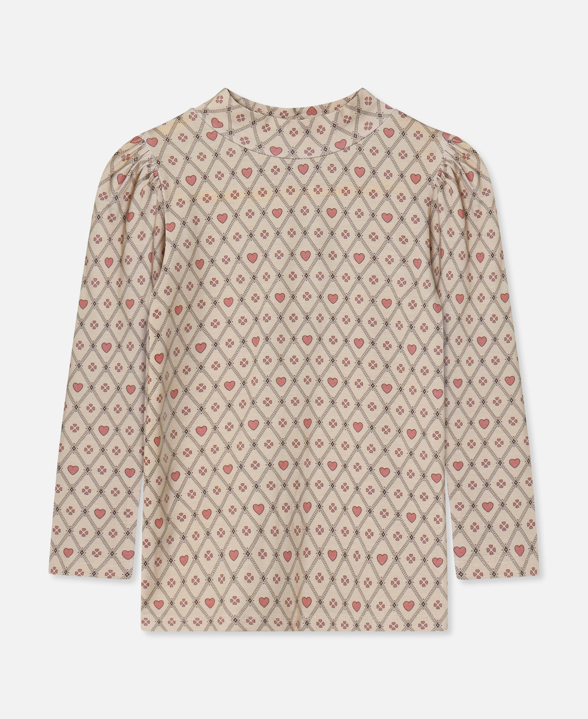 FLIINK KELLY HEART LS PUFF BLOUSE BLOUSE SANDSHELL HEART AOP