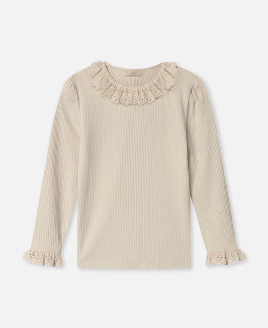 FLIINK KENNA LS LACE BLOUSE BLOUSE SANDSHELL