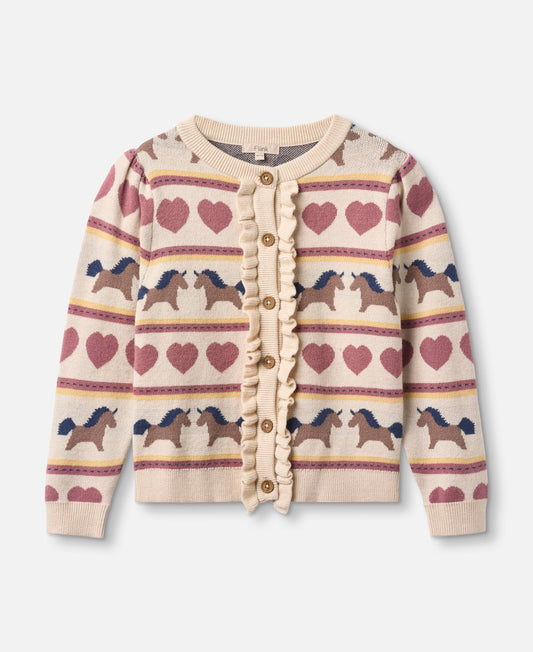 FLIINK KINO LS MULTI CARDIGAN CARDIGAN SANDSHELL