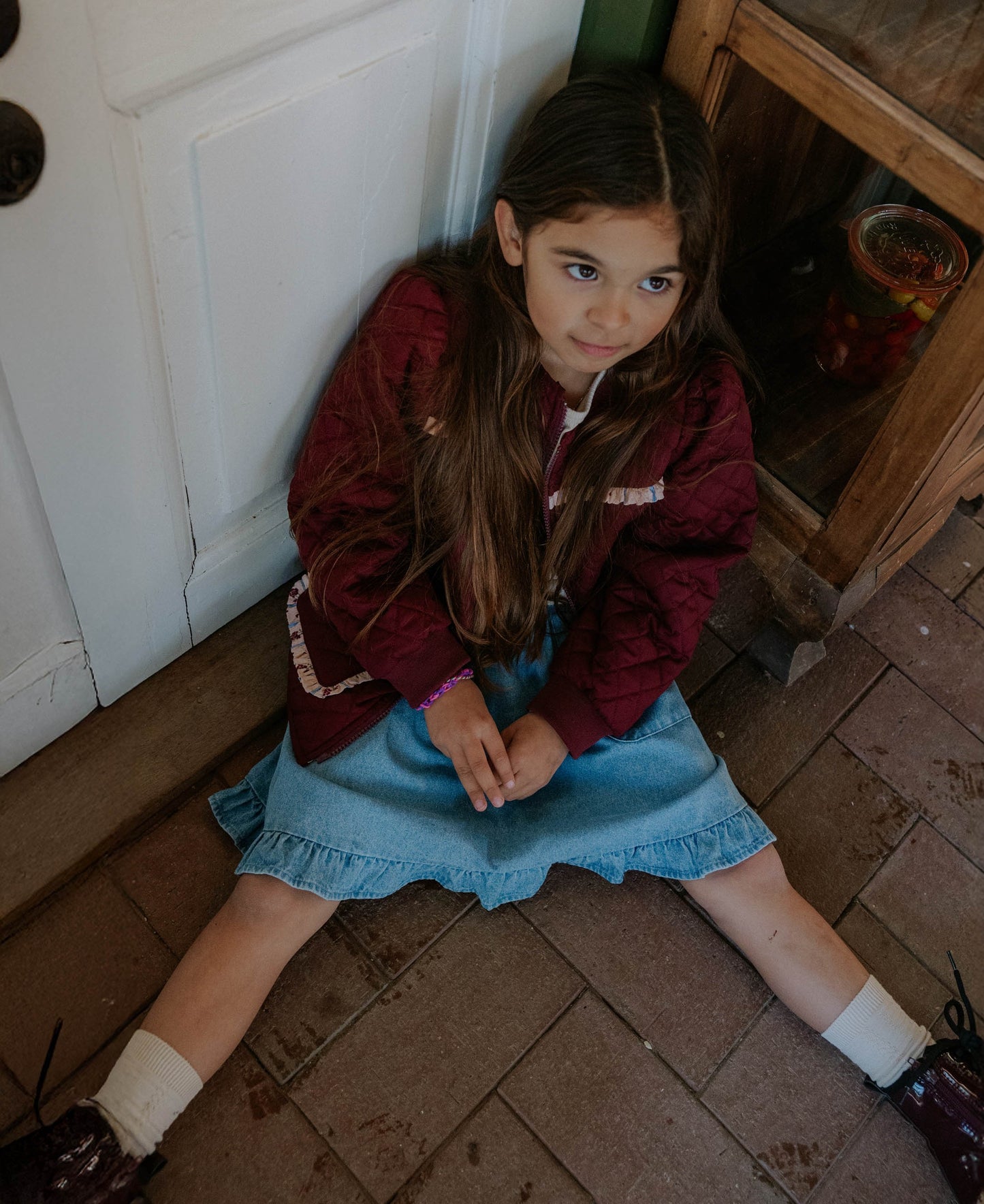 FLIINK KOTA REVERSIBLE FLOWER JACKET JACKET BURGENDY