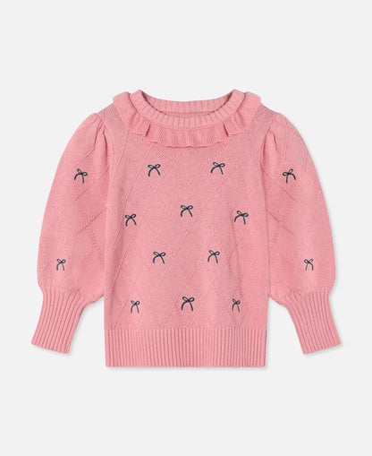 FLIINK LUCIE BOW PULLOVER PULLOVER CANDY PINK
