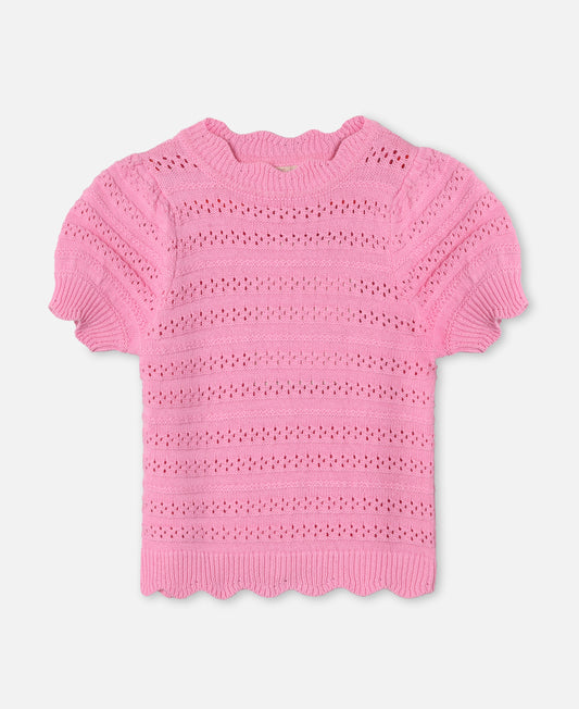 FLIINK MAGIC SS PUFF BLOUSE BLOUSE BEGONIA PINK