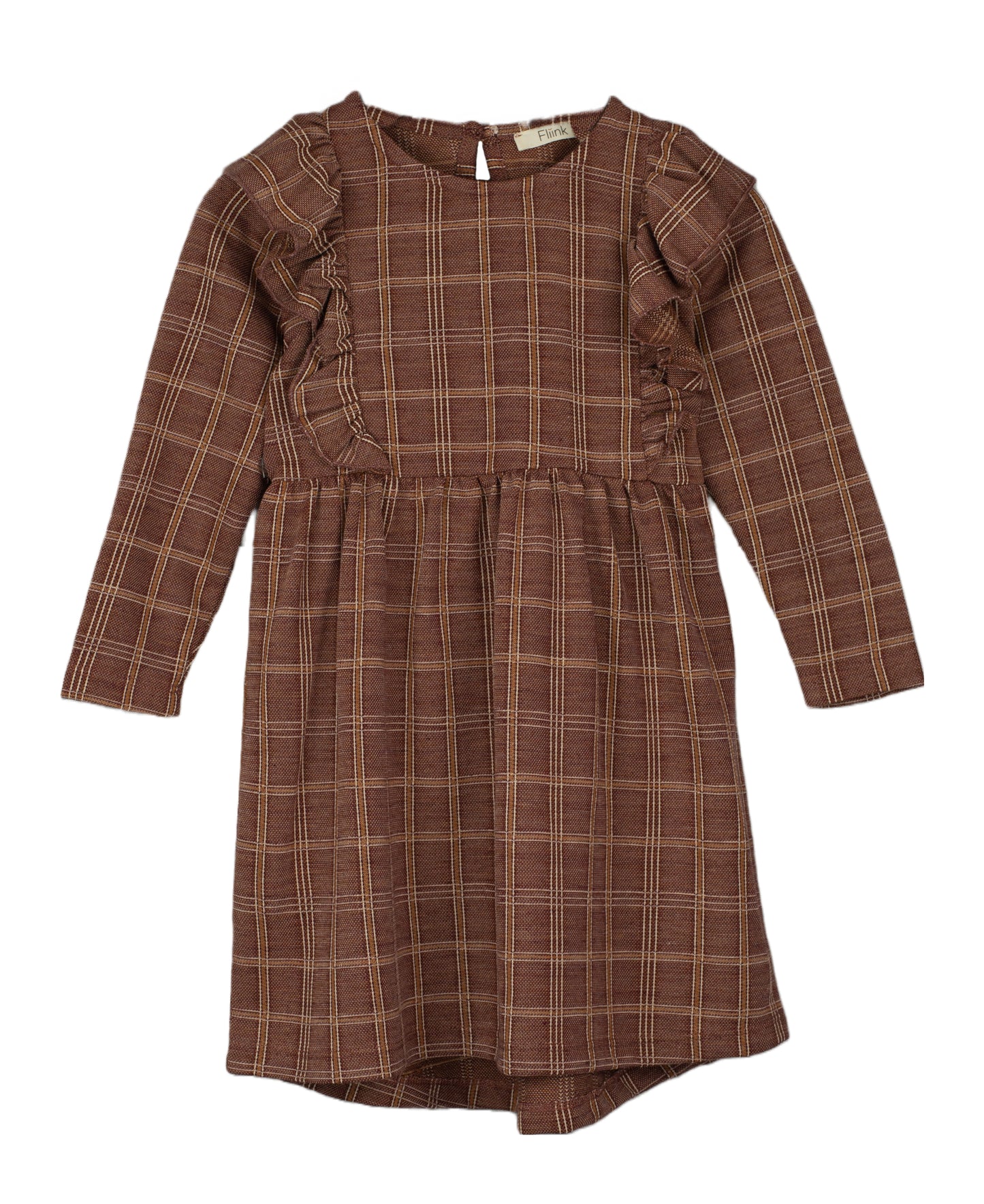 FLIINK MIRO LS RUFFLE DRESS DRESS CHICORY COFFEE