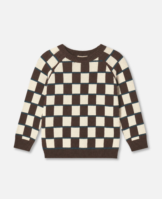 FLIINK NOVA CHECK PULLOVER PULLOVER SANDSHELL / COFFEE BEAN