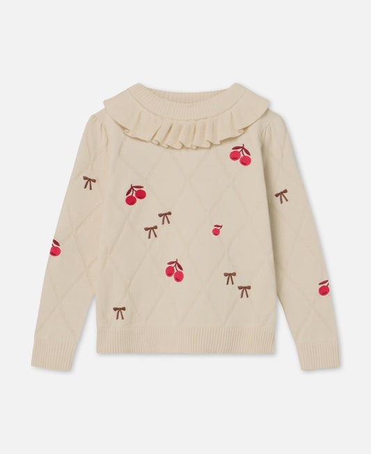 FLIINK NOVA EMBR. RUFFLE PULLOVER PULLOVER SANDSHELL