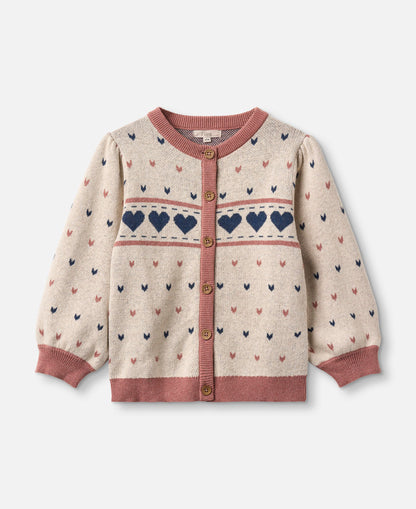 FLIINK NOVA MULTI HEART CARDIGAN CARDIGAN SANDSHELL