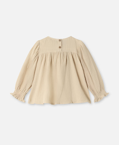 FLIINK PACO BOW LS BLOUSE BLOUSE SANDSHELL