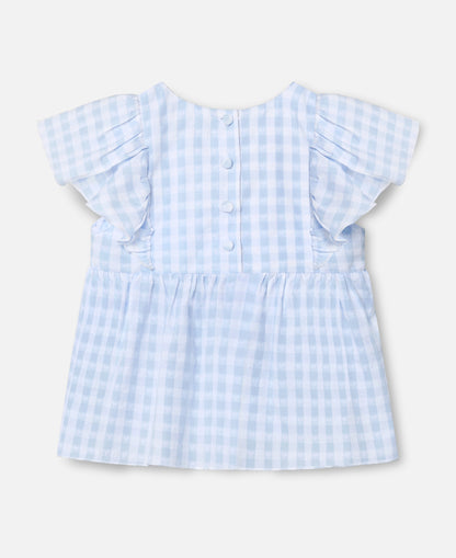 FLIINK PARI SL TOP BLOUSE DREAM BLUE CHECK