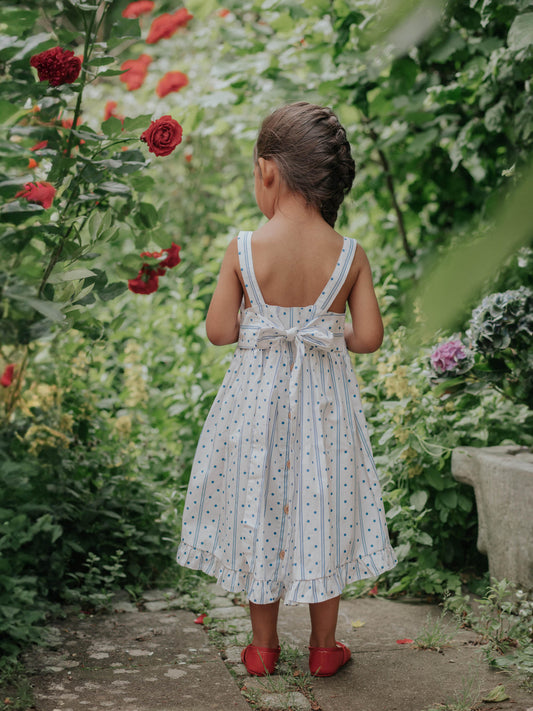 FLIINK POLKA SL DRESS DRESS CLOUD DANCER DOT AOP