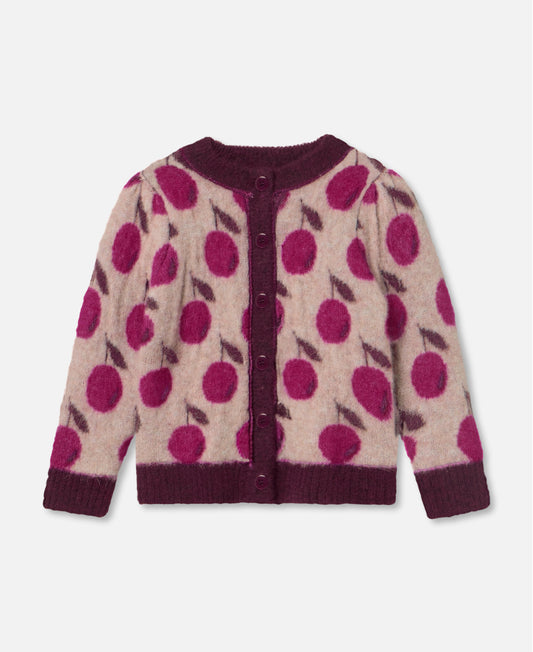 FLIINK STAR ALPACA BERRY CARDIGAN CARDIGAN SMOKE ROSE / RED BUD