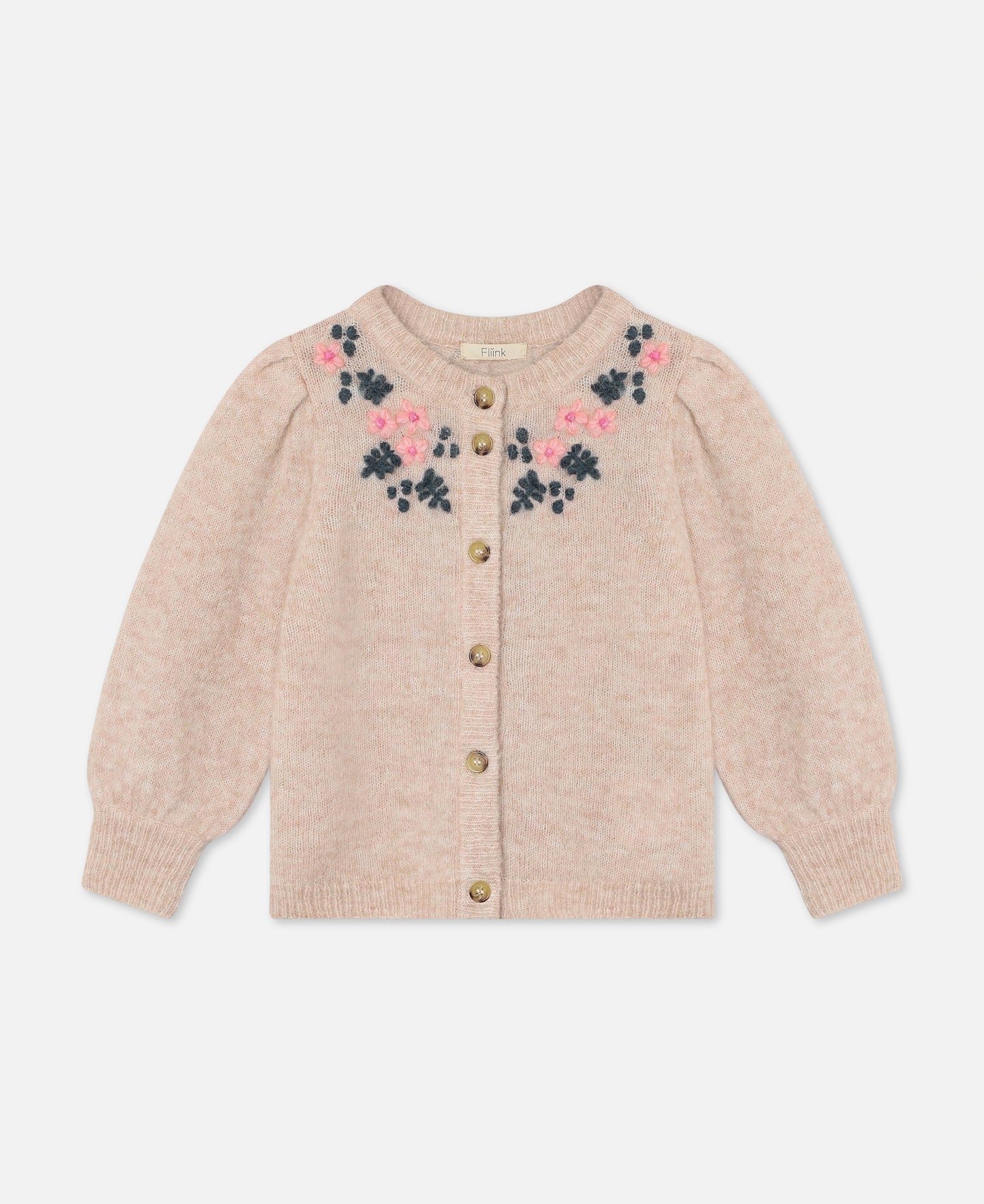 FLIINK STAR ALPACA EMBROIDERED CARDIGAN CARDIGAN PEACH WHIP
