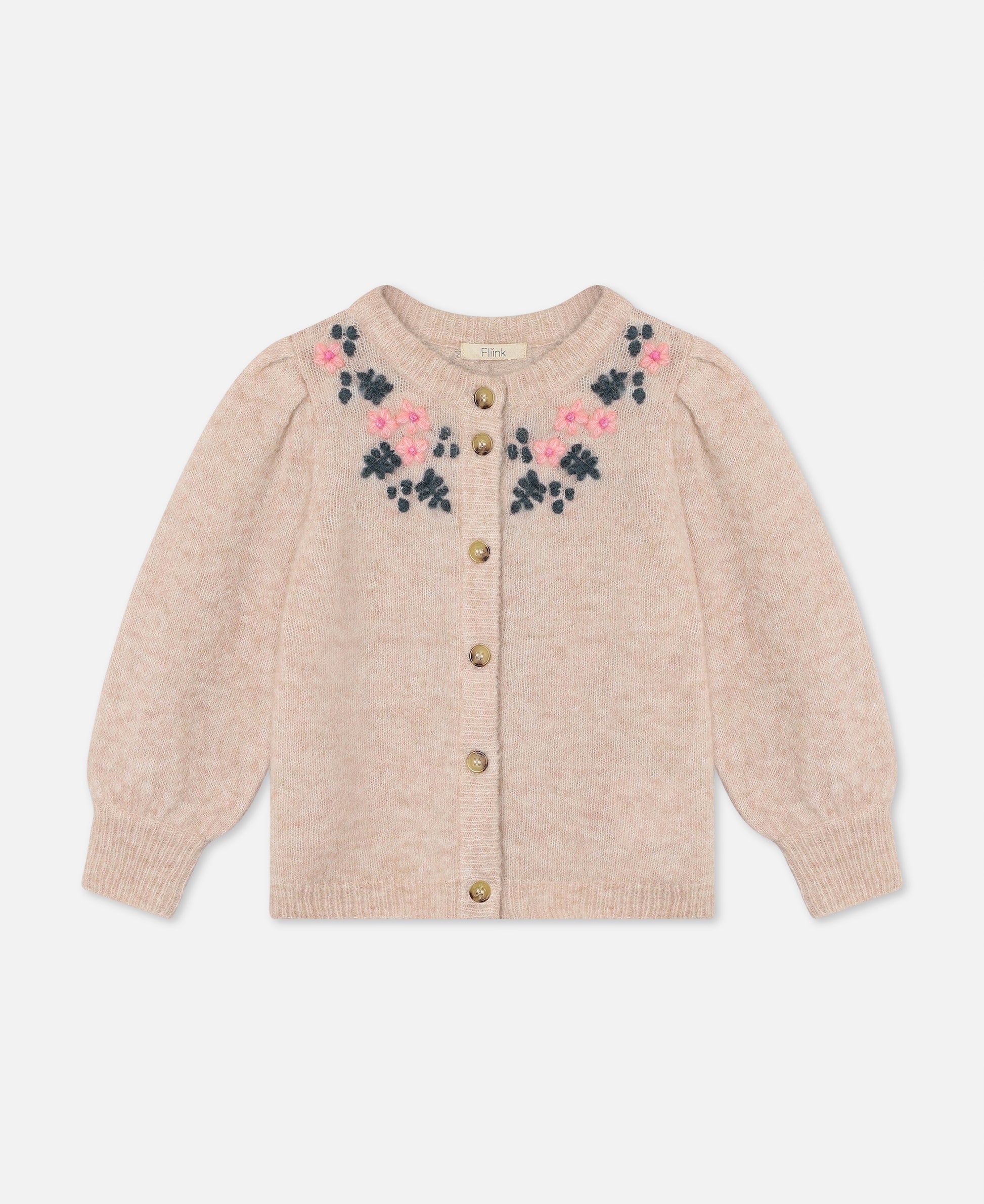 FLIINK STAR ALPACA EMBROIDERED CARDIGAN CARDIGAN PEACH WHIP