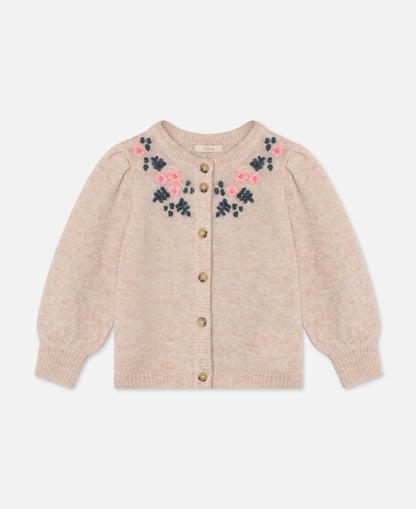FLIINK STAR ALPACA EMBROIDERED CARDIGAN CARDIGAN PEACH WHIP