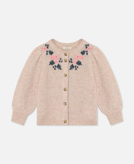 FLIINK STAR ALPACA EMBROIDERED CARDIGAN CARDIGAN PEACH WHIP