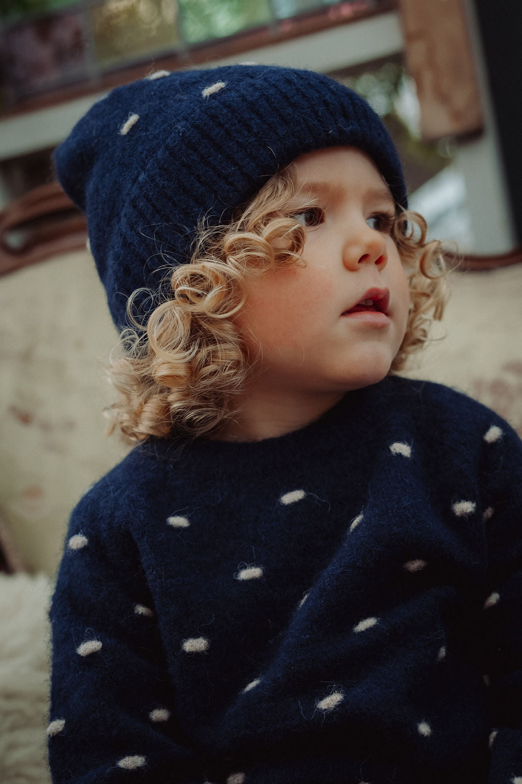 FLIINK STAR ALPACA POLKA PULLOVER PULLOVER INSIGNIA BLUE / SANDSHELL