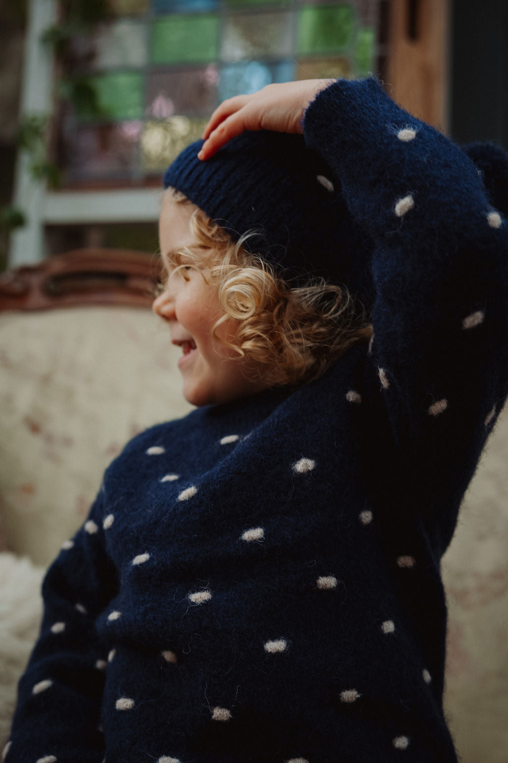 FLIINK STAR ALPACA POLKA PULLOVER PULLOVER INSIGNIA BLUE / SANDSHELL