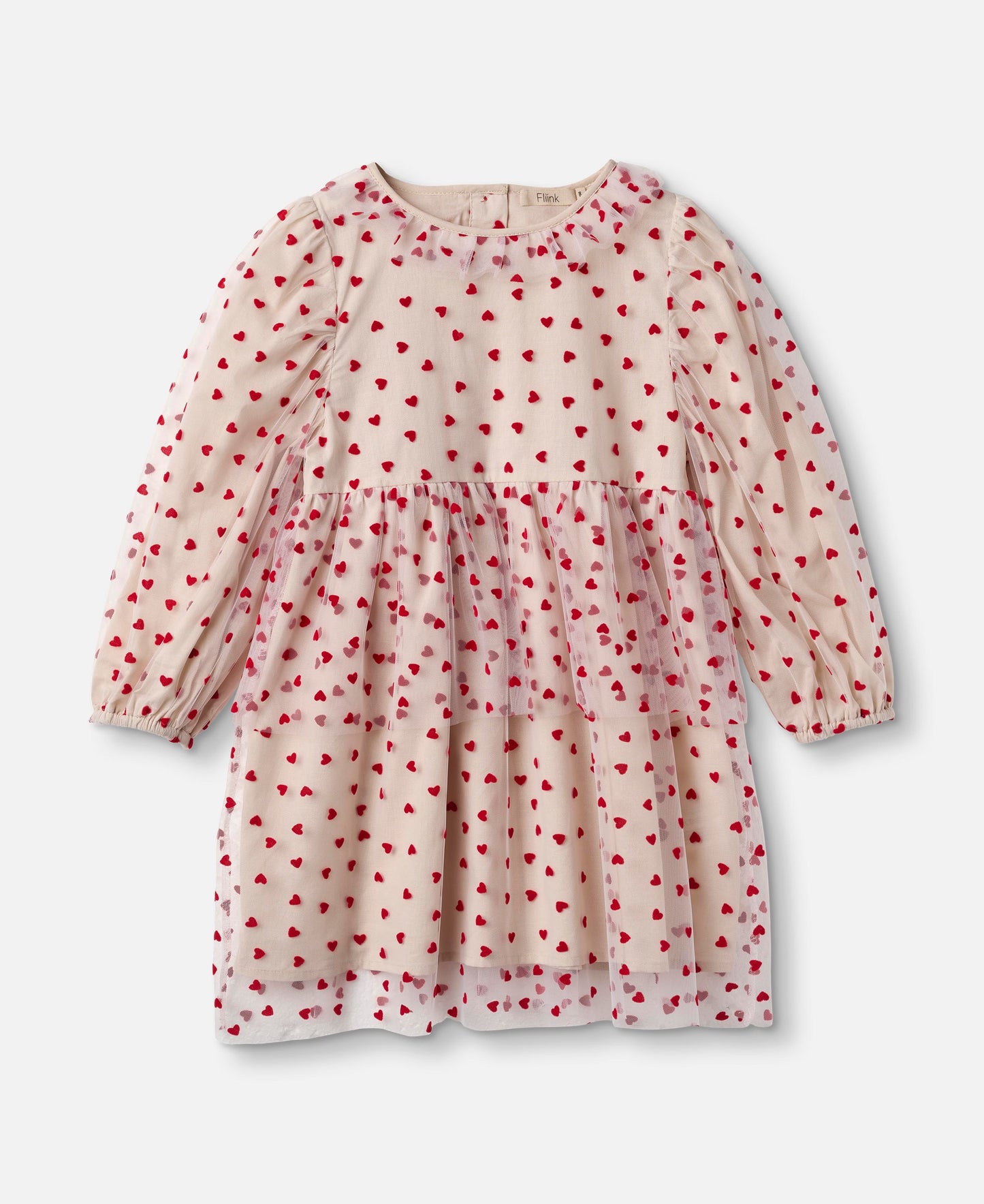 FLIINK TULLE HEART DRESS DRESS SANDSHELL/ POMPEIAN RED
