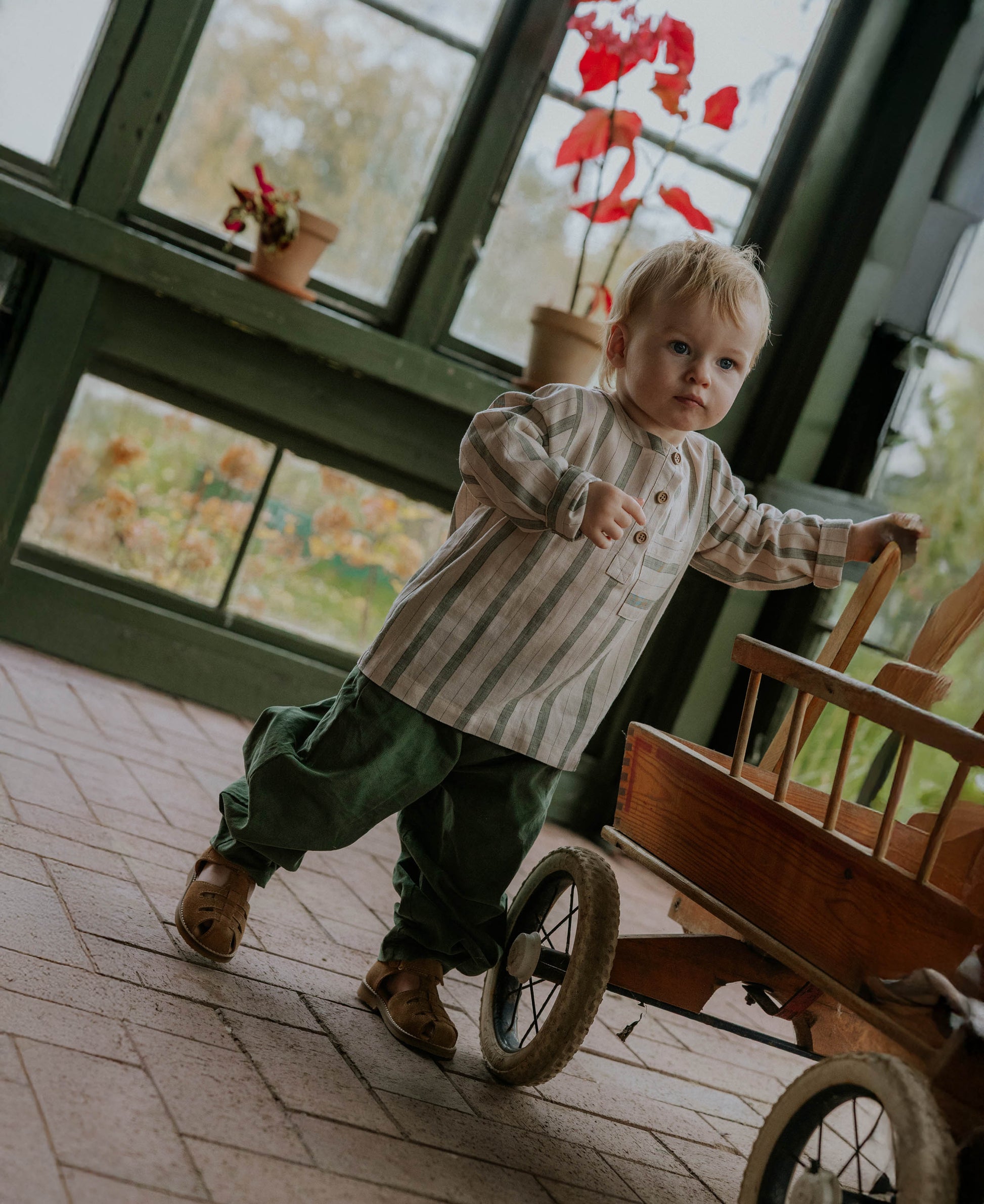 FLIINK VIRA LS SHIRT SHIRT HEDGE GREEN / SANDSHELL