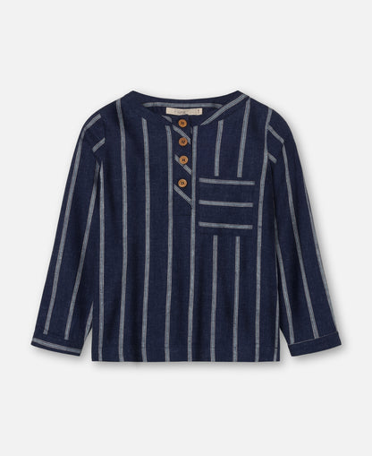 FLIINK VIRA LS SHIRT SHIRT INSIGNIA BLUE / SANDSHELL